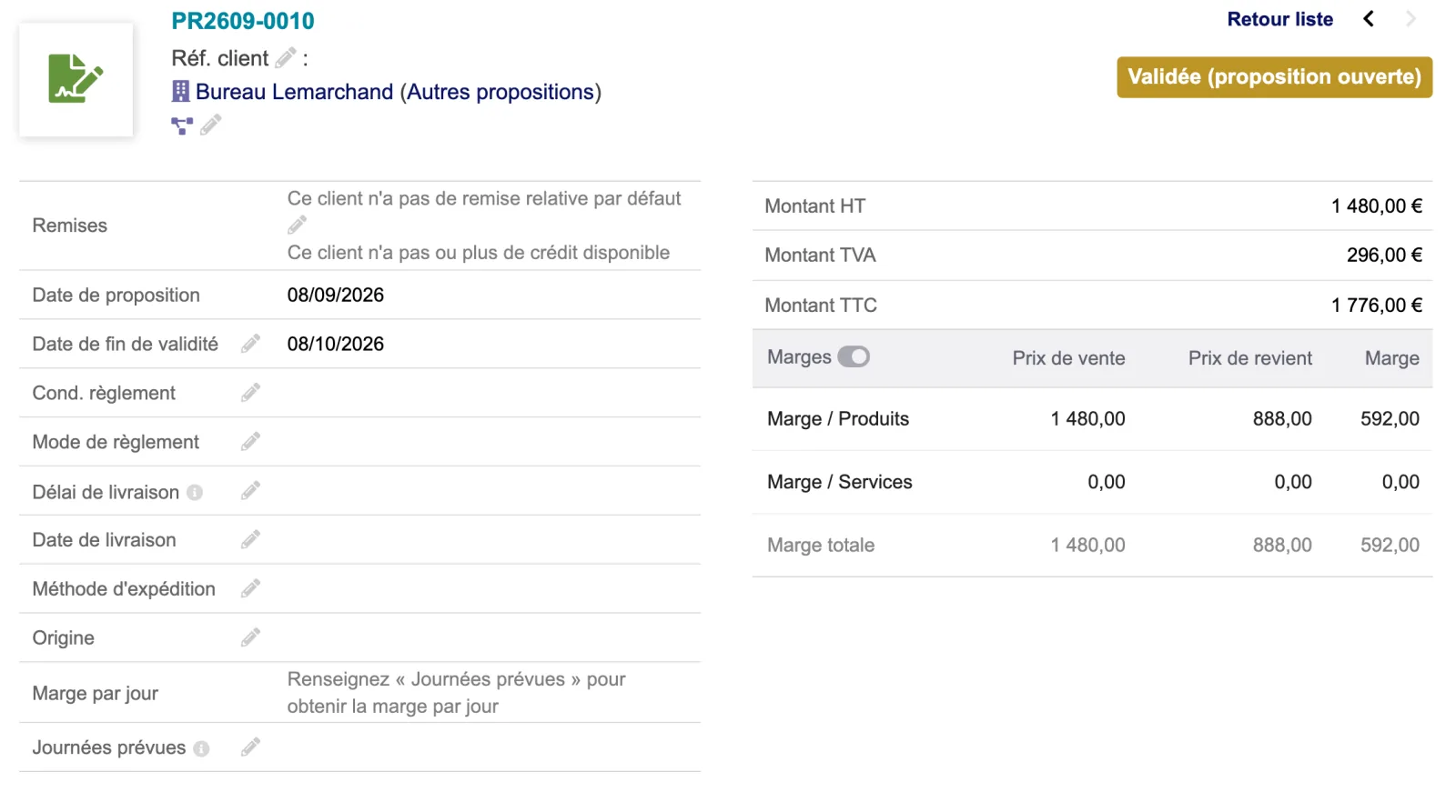 Tant que les journées ne sont pas saisies, le module ne calcule rien et le dit. Il ne fabrique pas de chiffre.