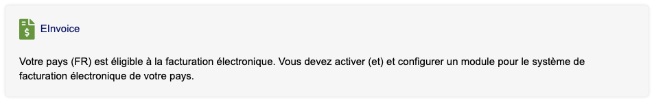 Encadré EInvoice de la page Configuration de Dolibarr 24.0.2