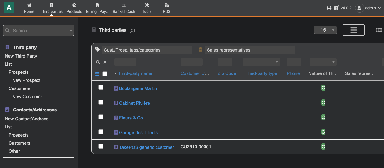Dolibarr in dark mode